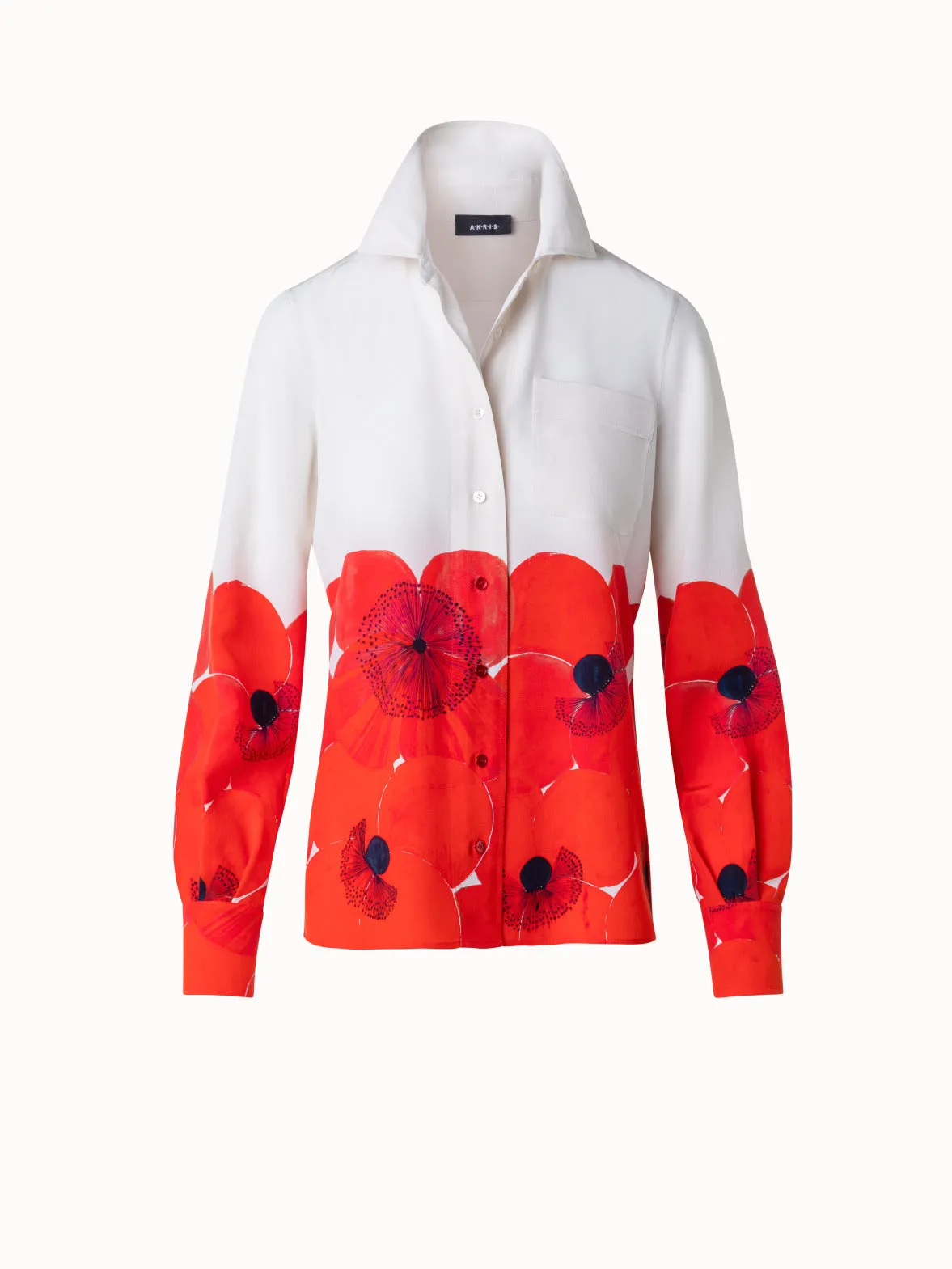 Silk Crêpe Blouse Poppy Print