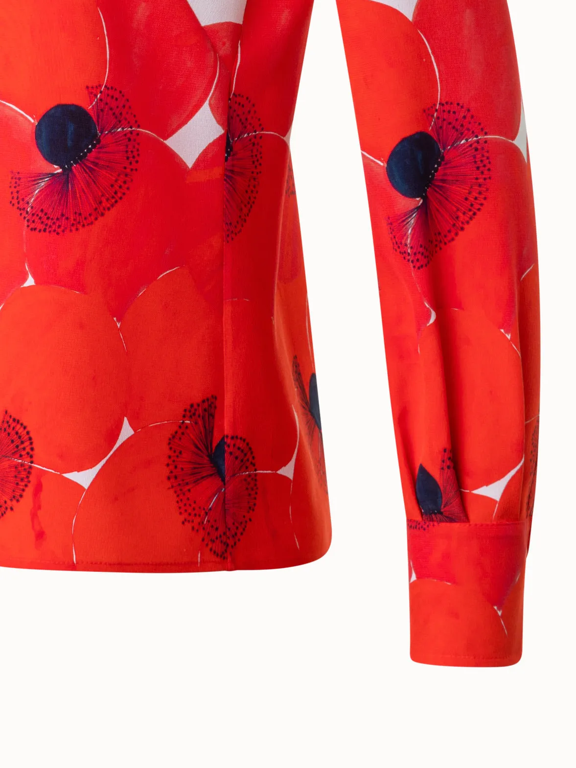 Silk Crêpe Blouse Poppy Print