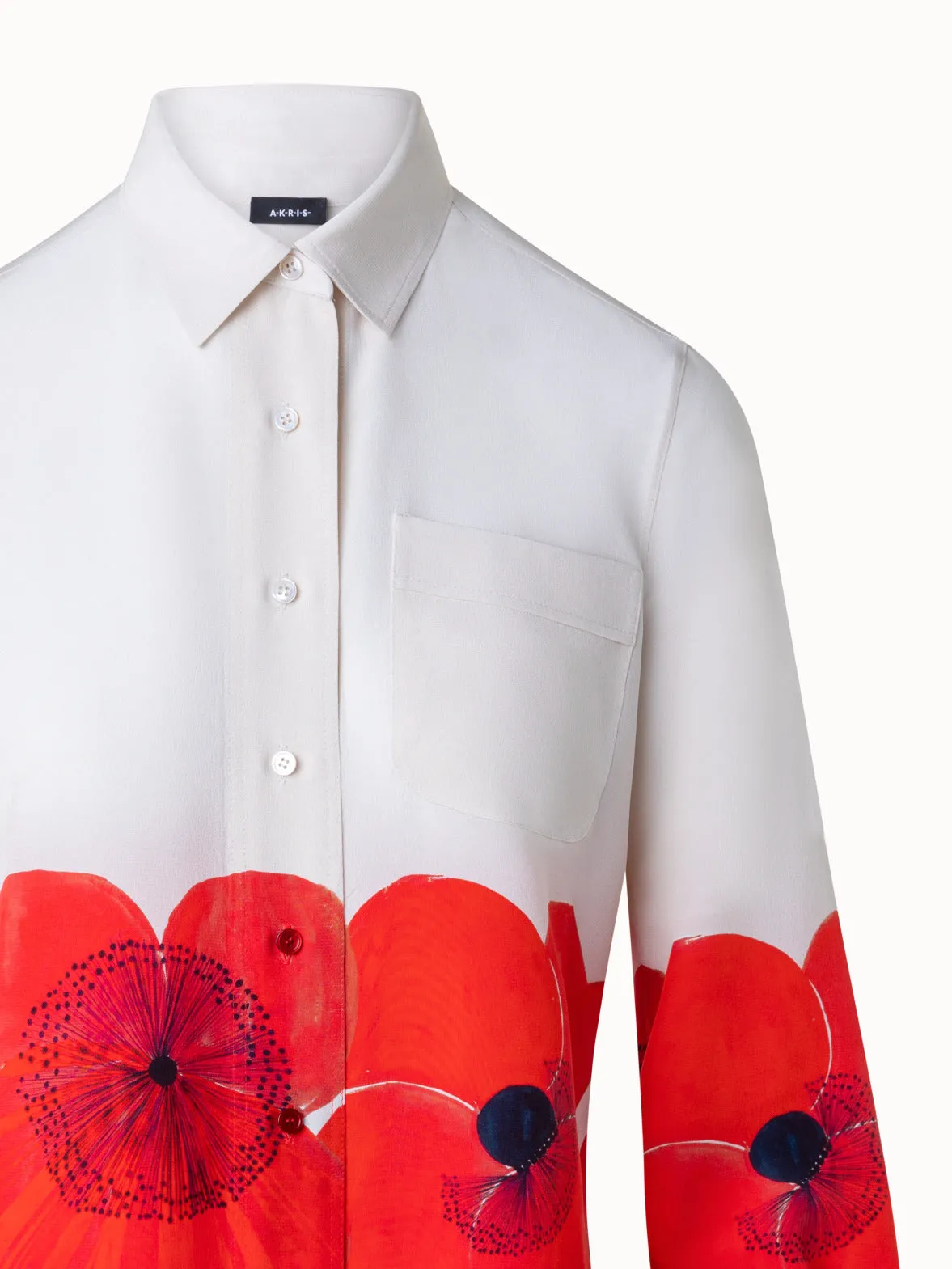 Silk Crêpe Blouse Poppy Print