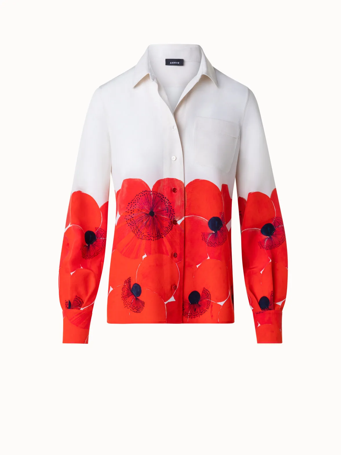 Silk Crêpe Blouse Poppy Print