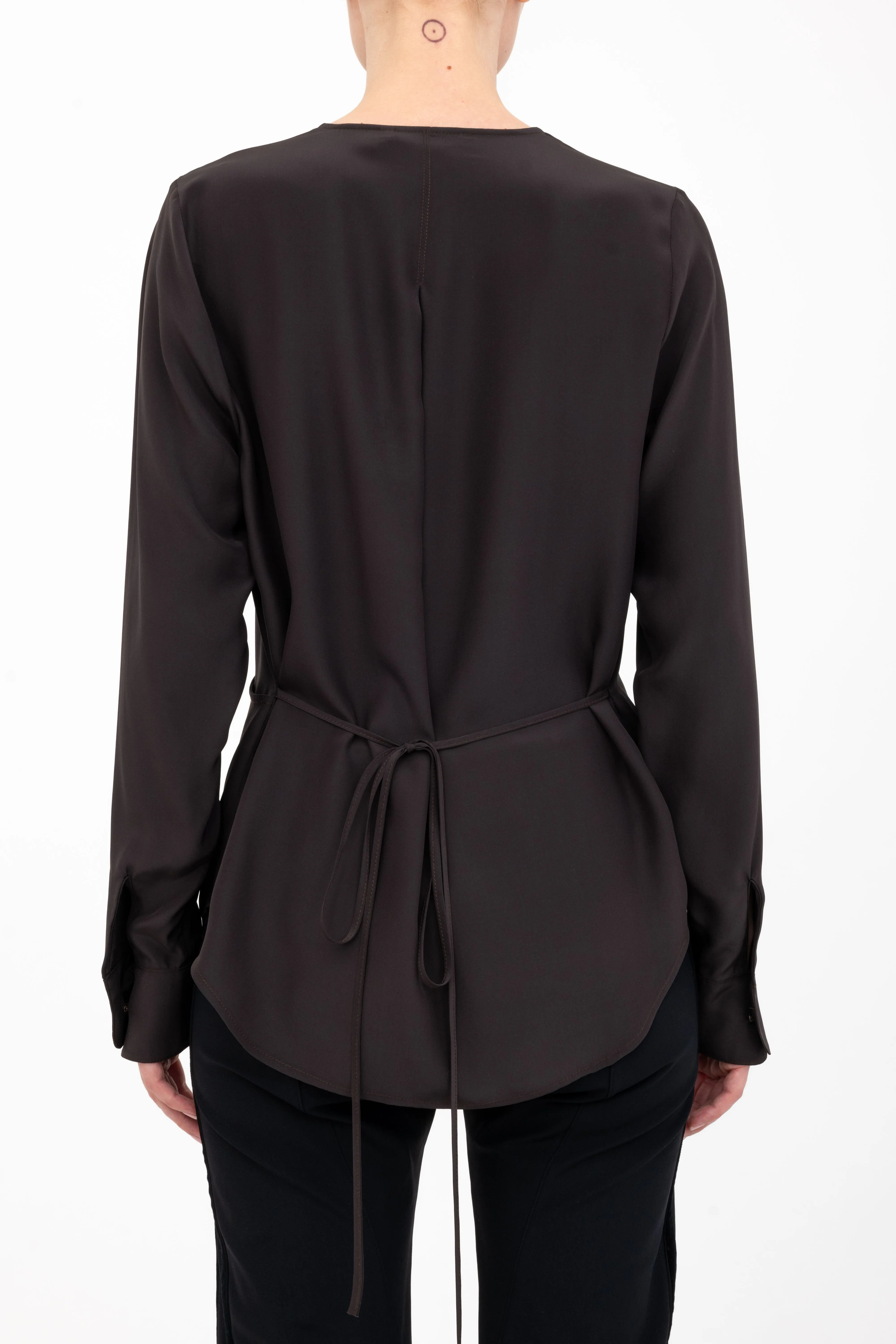 Silk Surplice Top with Wrap Tie - AMBROSE