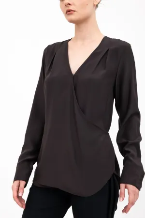 Silk Surplice Top with Wrap Tie - AMBROSE