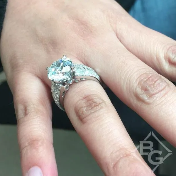 Simon G. Large Center "Simon Set" Baguette Diamond Engagement Ring
