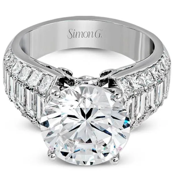 Simon G. Large Center "Simon Set" Baguette Diamond Engagement Ring