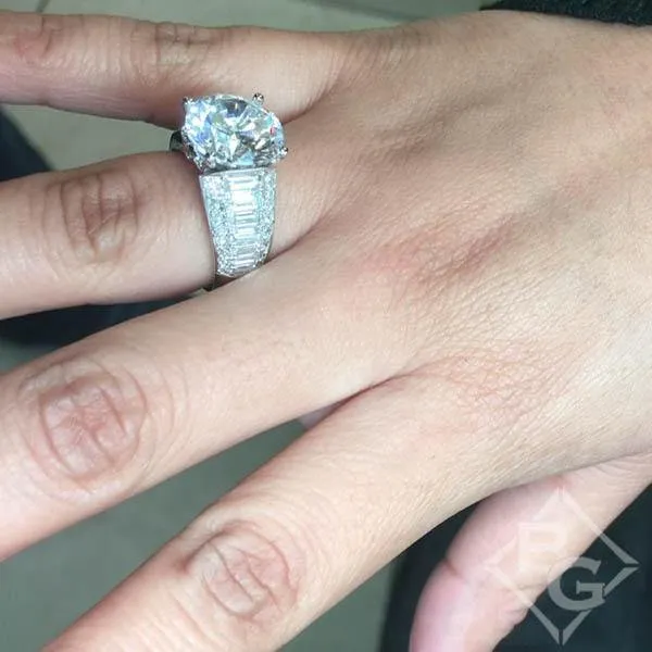 Simon G. Large Center "Simon Set" Baguette Diamond Engagement Ring