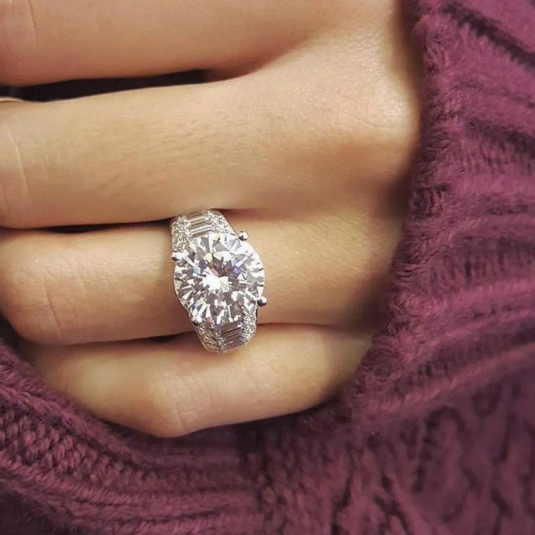 Simon G. Large Center "Simon Set" Baguette Diamond Engagement Ring
