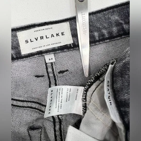 SLVRLAKE Beatnik High Rise Skinny Jeans Slim Harvest Moon Black Gray Grey 24