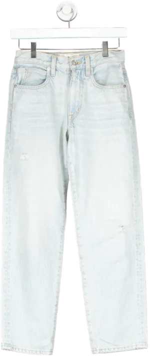 SLVRLAKE Blue Sophie Cropped Distressed High Rise Straight Jeans W23