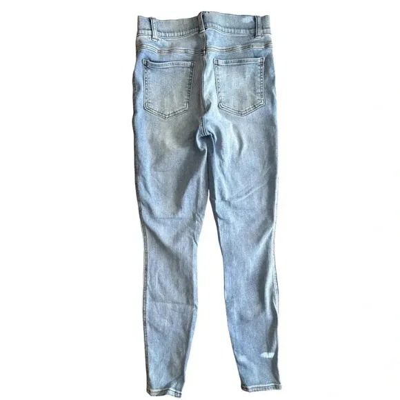 SPANX Distressed Skinny Jeans Light Vintage Wash Pull On Tummy Control