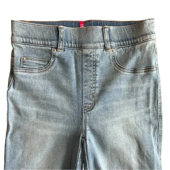 SPANX Distressed Skinny Jeans Light Vintage Wash Pull On Tummy Control