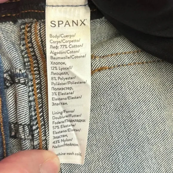 SPANX Distressed Skinny Jeans Light Vintage Wash Pull On Tummy Control