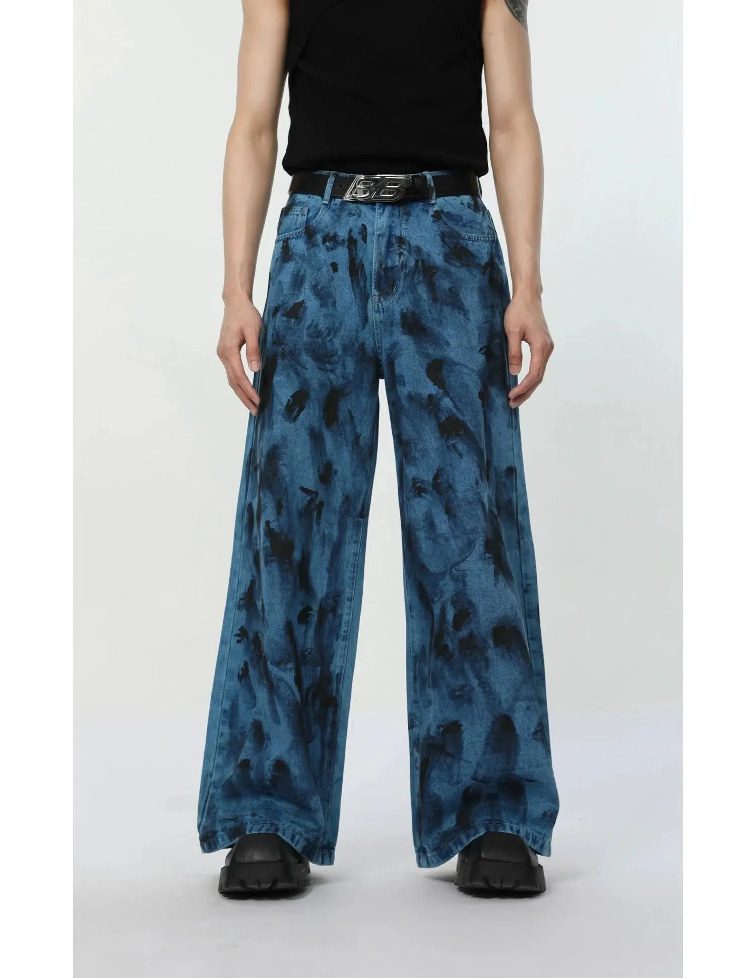 Spot Dark Blue Denim Jacket & Wide-leg Jeans