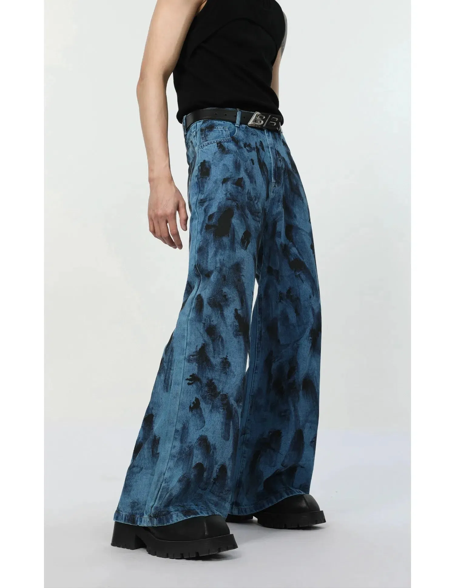 Spot Dark Blue Denim Jacket & Wide-leg Jeans