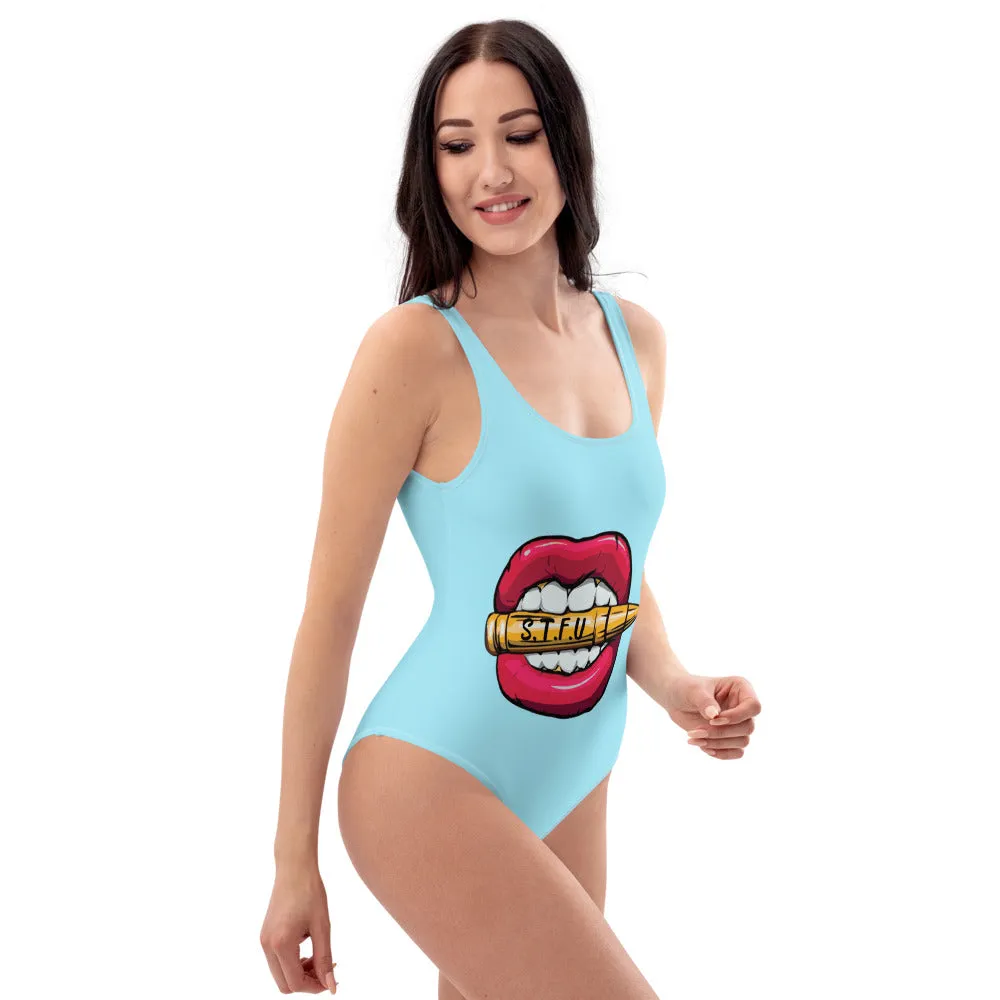 STFU CLassic Logo One-Piece Swimsuit - Blue