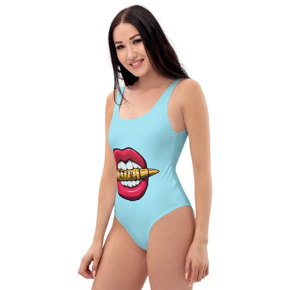 STFU CLassic Logo One-Piece Swimsuit - Blue