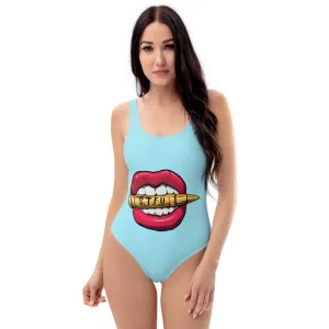 STFU CLassic Logo One-Piece Swimsuit - Blue