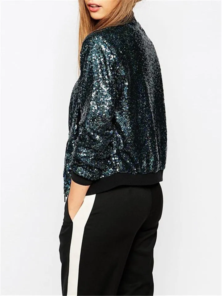 Super Cool Sequins Sporty Jacket Coat
