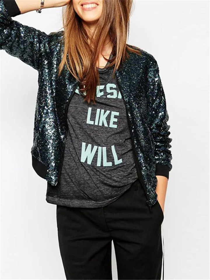 Super Cool Sequins Sporty Jacket Coat