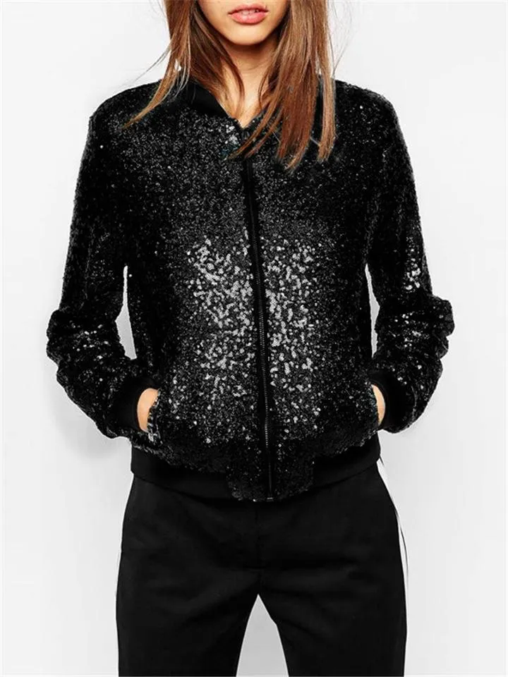 Super Cool Sequins Sporty Jacket Coat