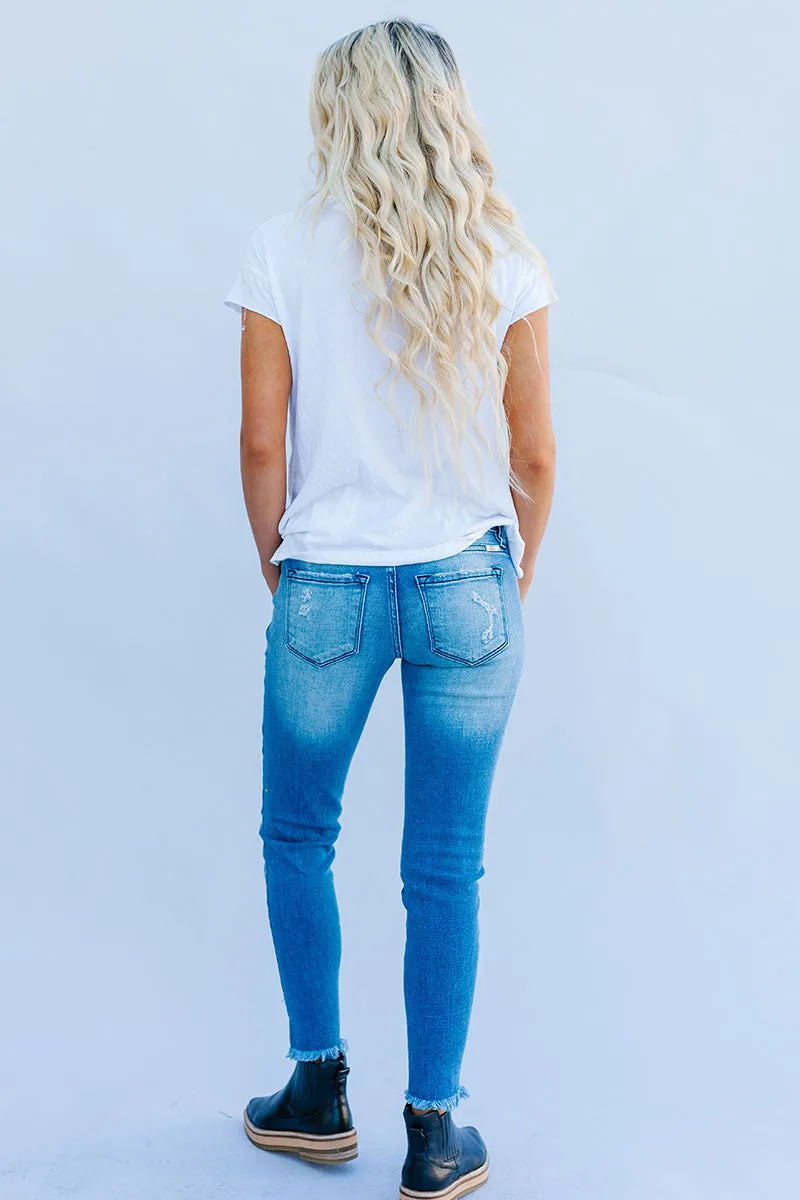 Time To Split Kancan Medium Wash Split Ankle Skinny