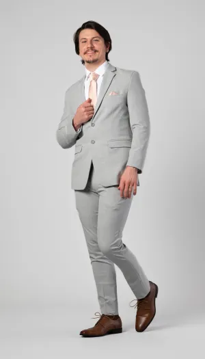 Trim Fit 2 Piece Suit Light Grey