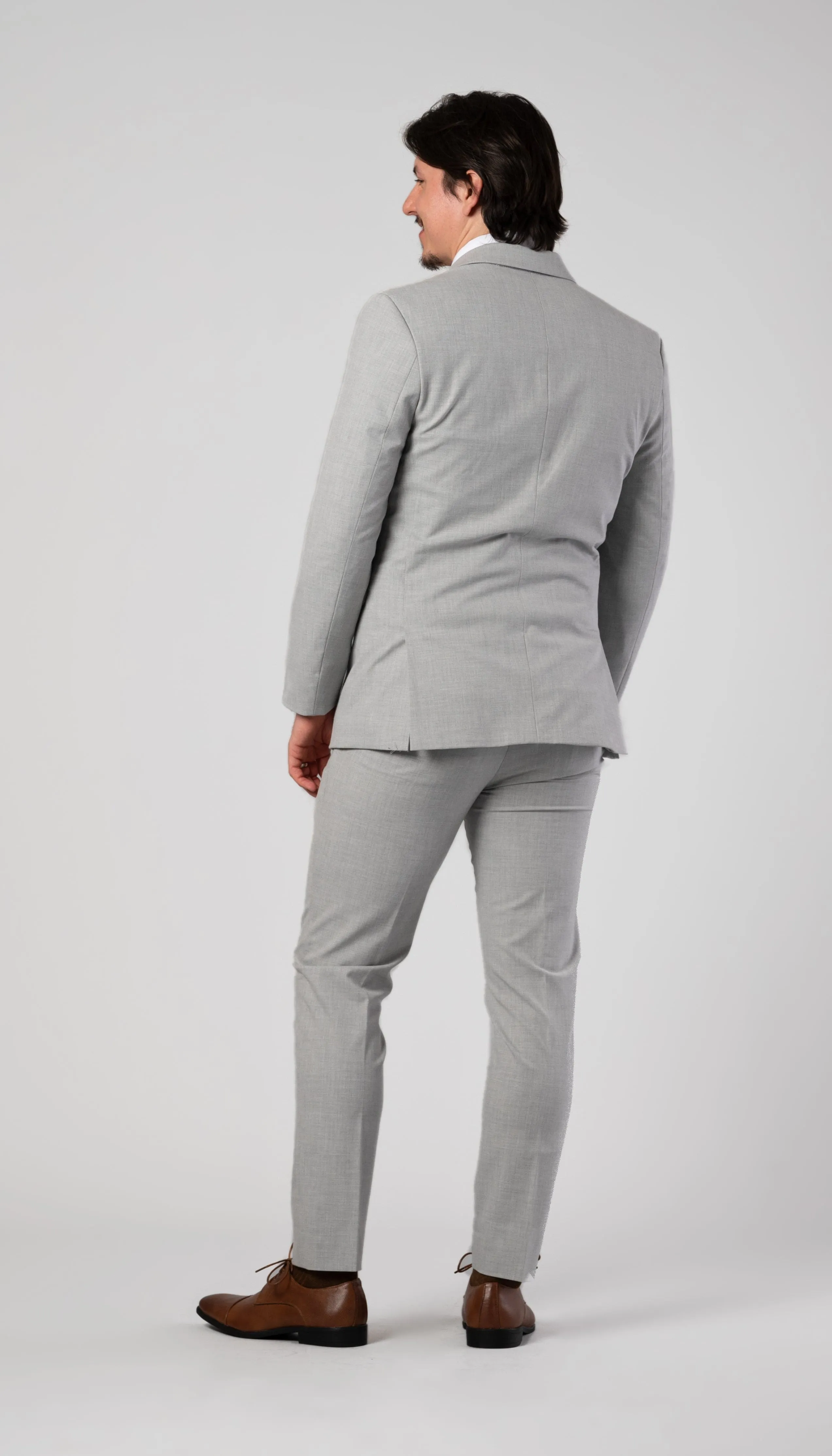 Trim Fit 2 Piece Suit Light Grey