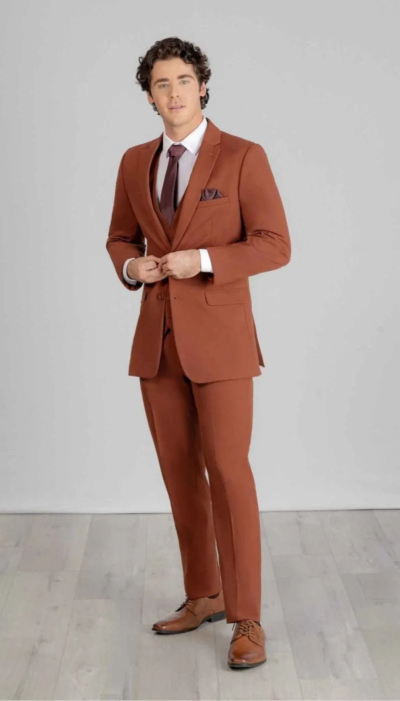 Trim Fit 2 Piece Suit Rust