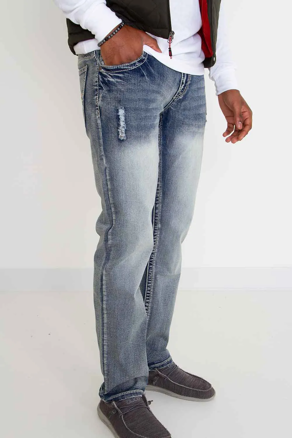 True Luck Miles Straight Distressed Jeans for Men | TL18350004