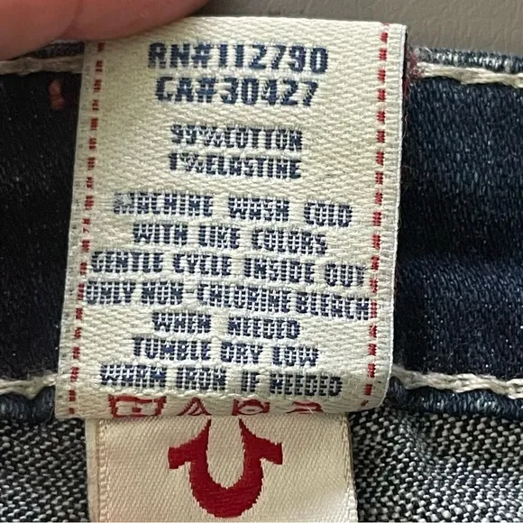 True Religion Jeans Twisted Flare Rainbow Joey World Tour Distressed Blue 28