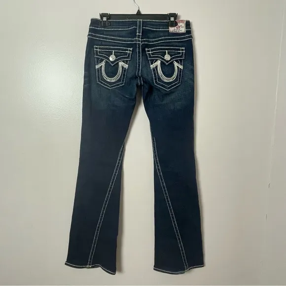 True Religion Jeans Twisted Flare Rainbow Joey World Tour Distressed Blue 28