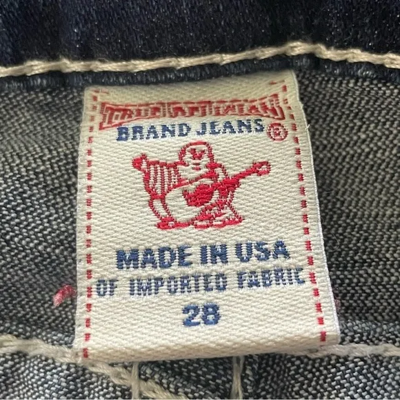 True Religion Jeans Twisted Flare Rainbow Joey World Tour Distressed Blue 28