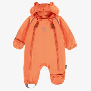 Une pièce à capuchon orange en nylon, naissance || Orange hooded one piece in nylon, newborn