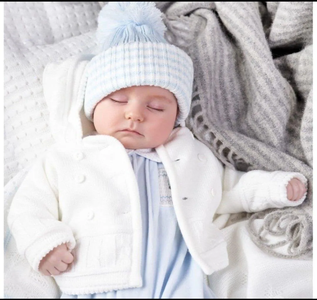 Unisex Baby White Hooded Pram Coat