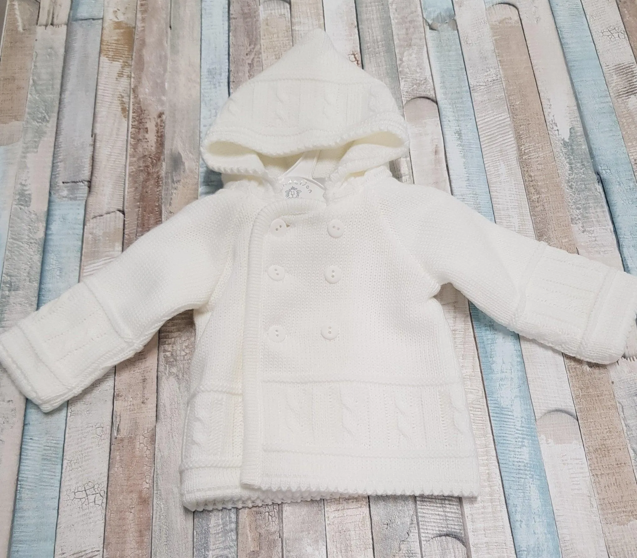 Unisex Baby White Hooded Pram Coat