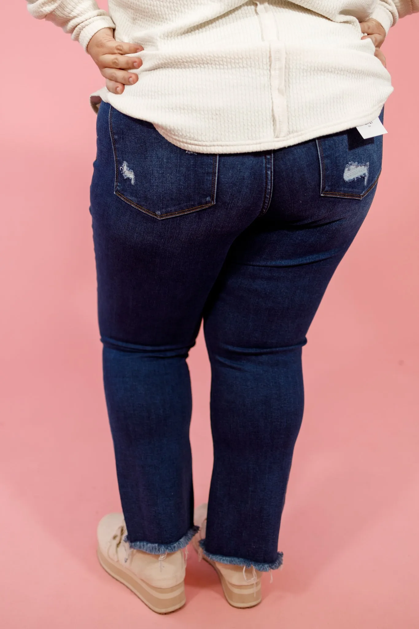 VERVET Ankle Flare Frayed Hem Jeans, REG   CURVY