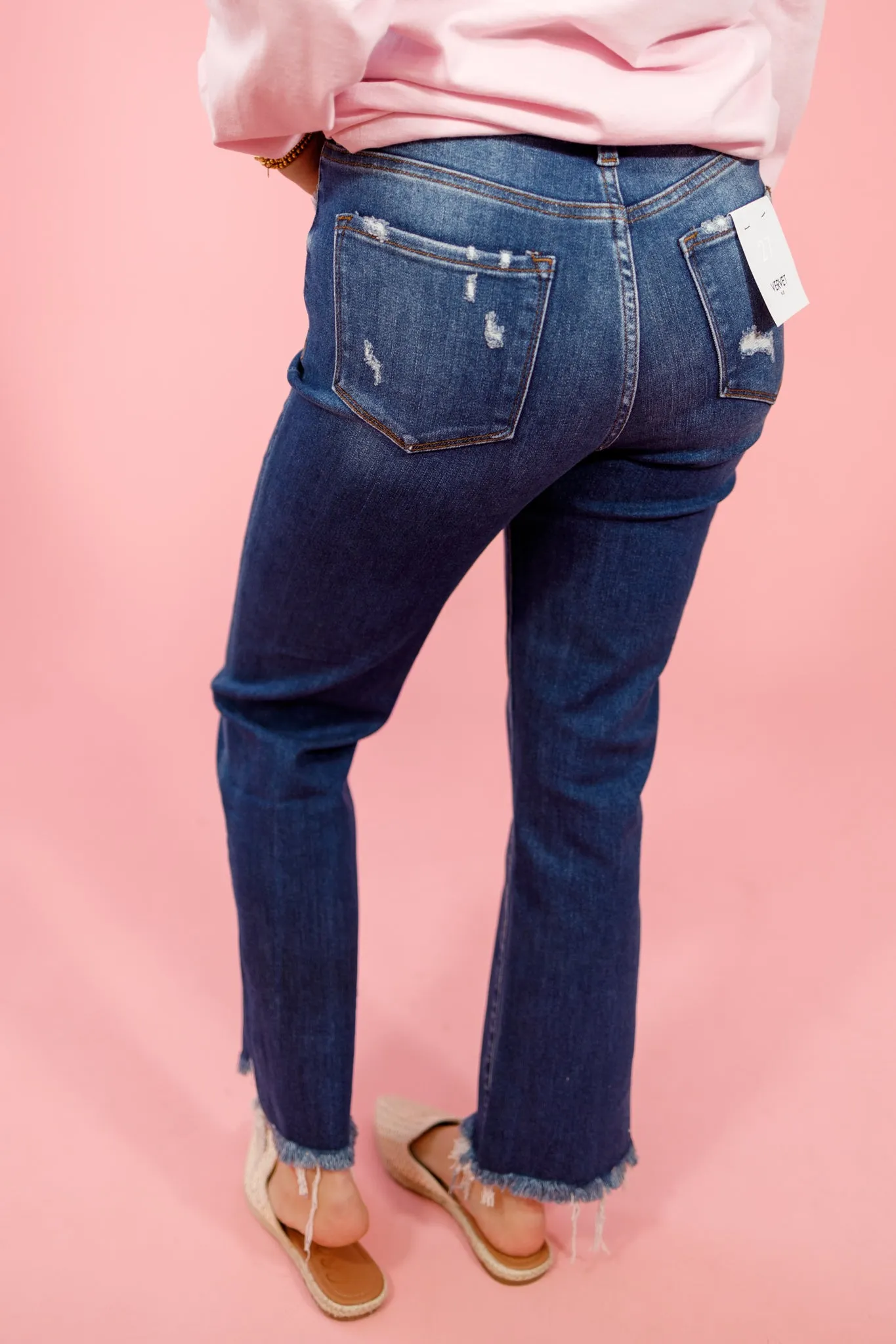 VERVET Ankle Flare Frayed Hem Jeans, REG   CURVY