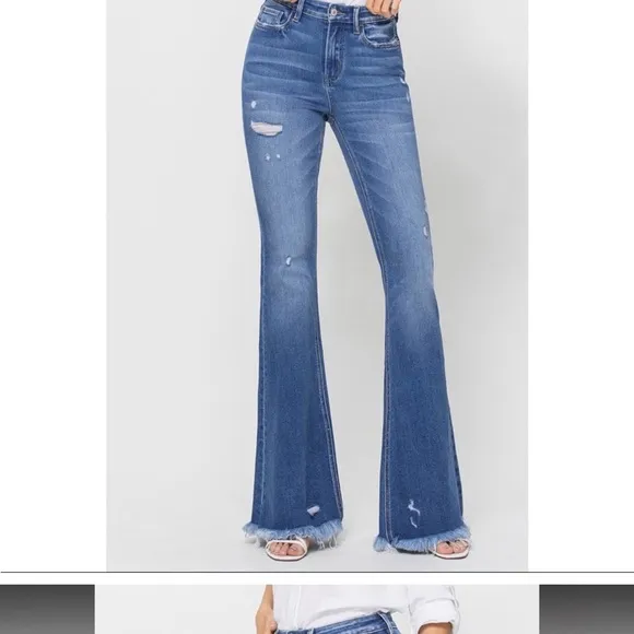 VERVET BY FLYING MONKEY BELLA DISTRESSED FLARE JEANS ❤️NEW COLLECTION IN STORES