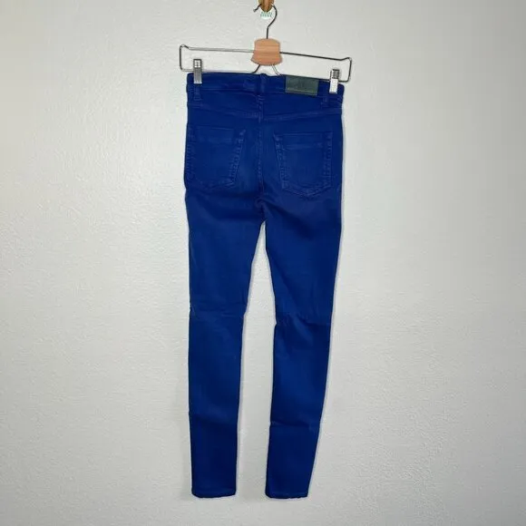 Victoria Beckham Womens Colbalt Blue Mide Rise Skinny Jeans Size 25