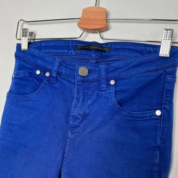 Victoria Beckham Womens Colbalt Blue Mide Rise Skinny Jeans Size 25