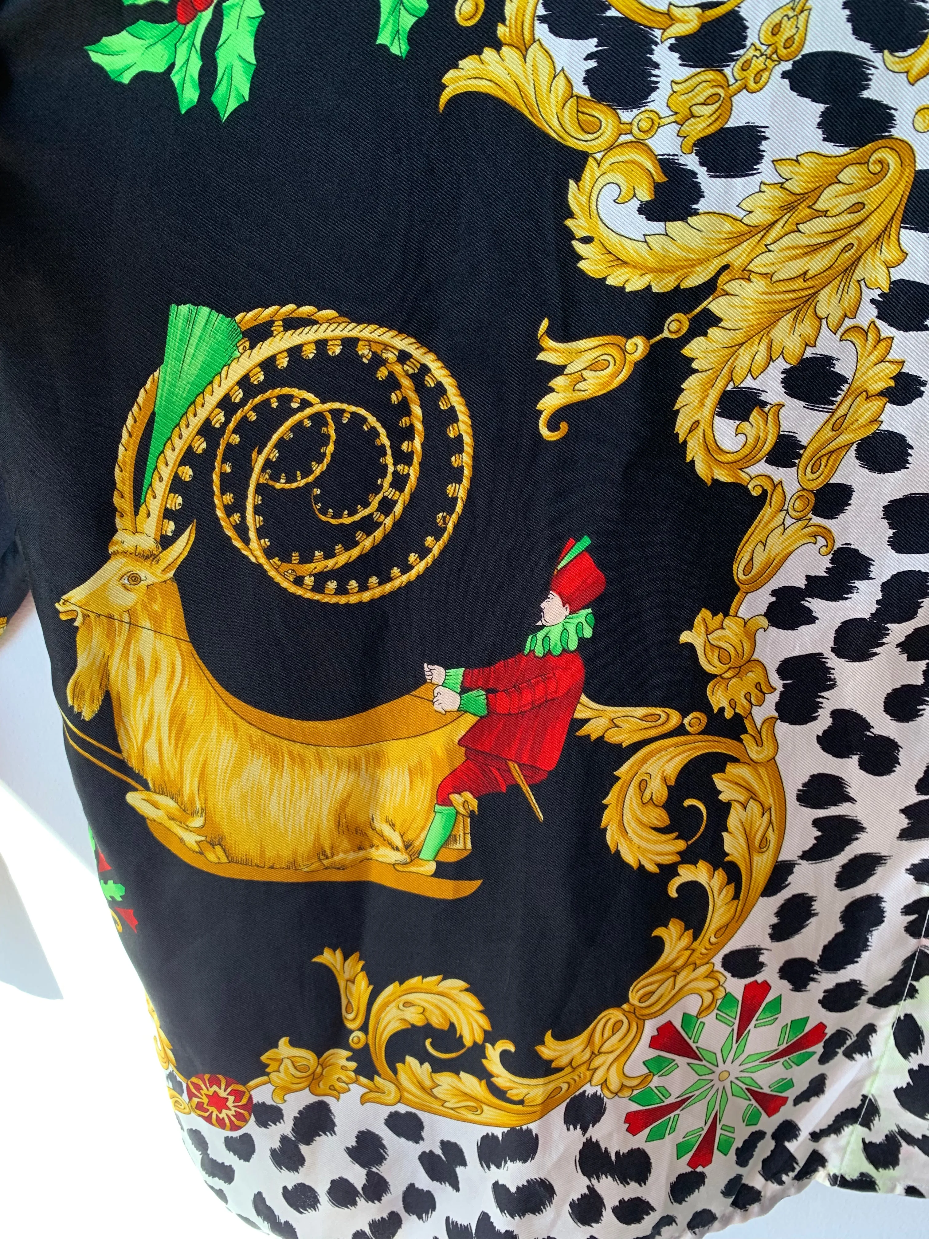 Vintage Versace Silk Shirt With Skiers