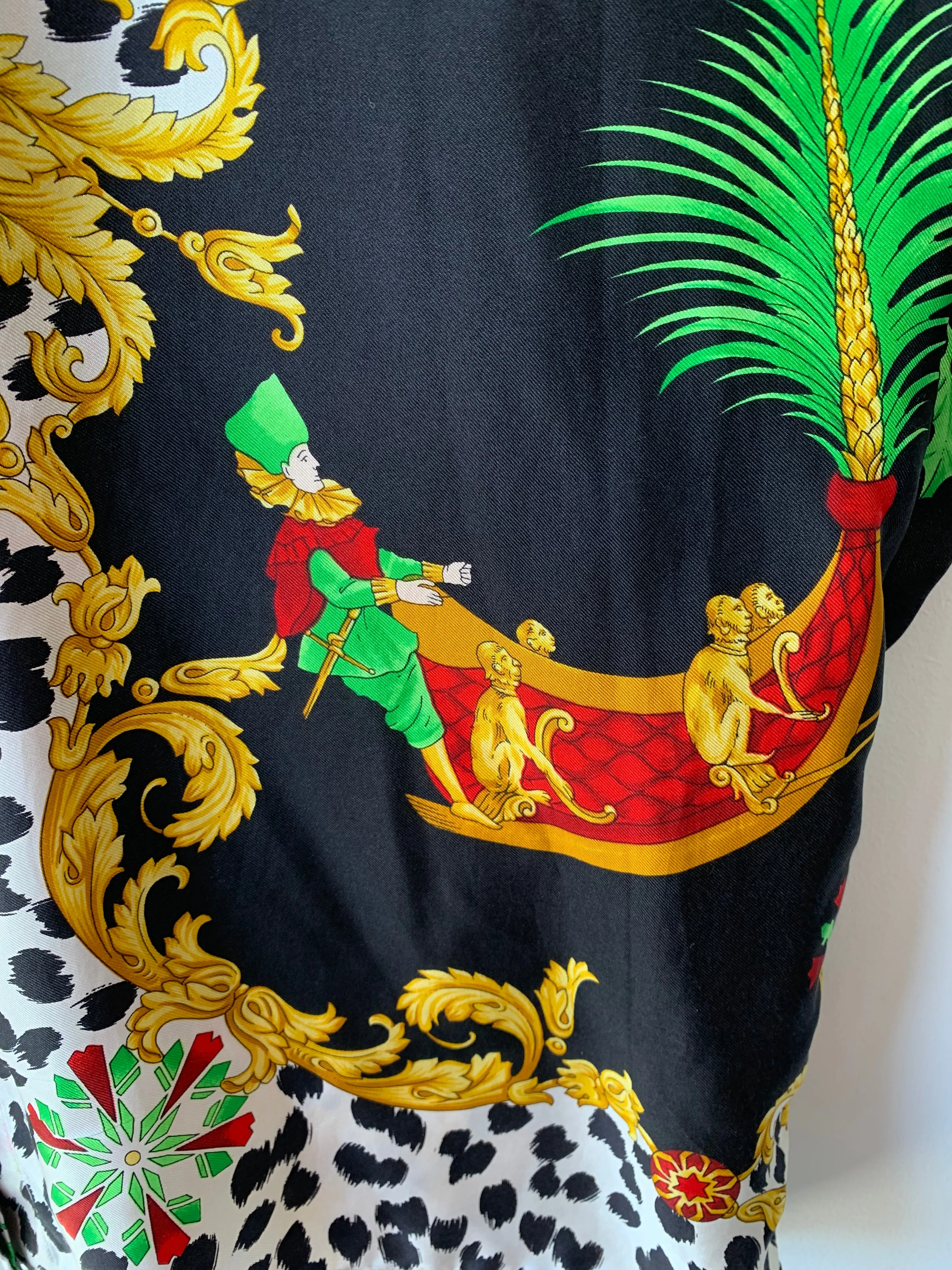 Vintage Versace Silk Shirt With Skiers