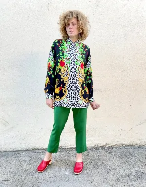 Vintage Versace Silk Shirt With Skiers