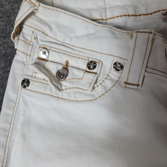 Vtg True Religion Womens 28×33 Skinny Jeans Flap Pockets Thick Stitch Low Raise
