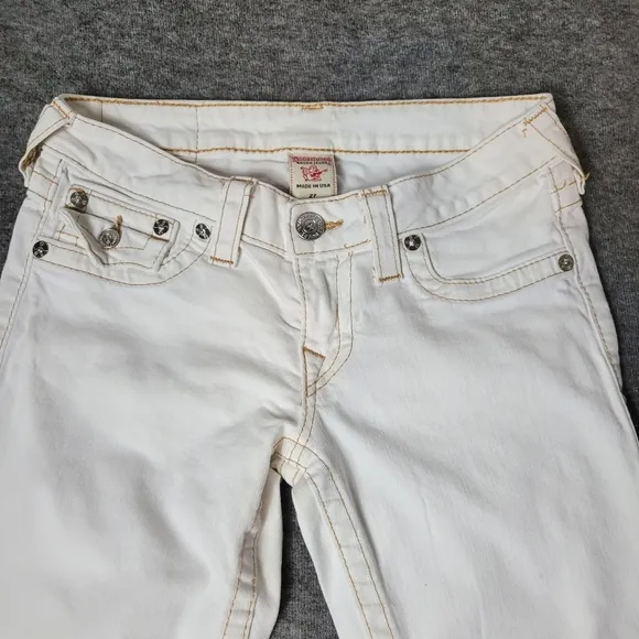 Vtg True Religion Womens 28×33 Skinny Jeans Flap Pockets Thick Stitch Low Raise