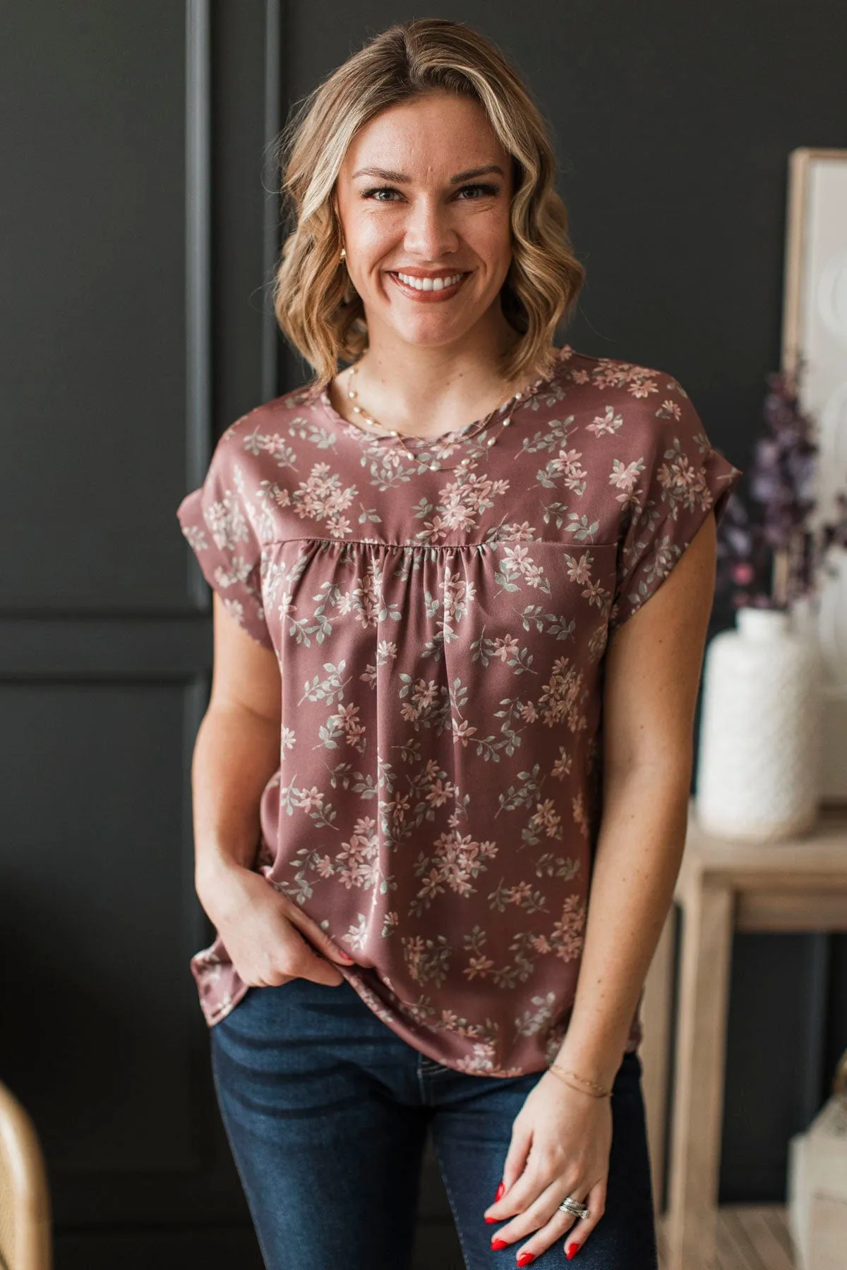Waiting For Tomorrow Floral Top- Marsala