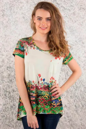 White Floral Silk Sweater