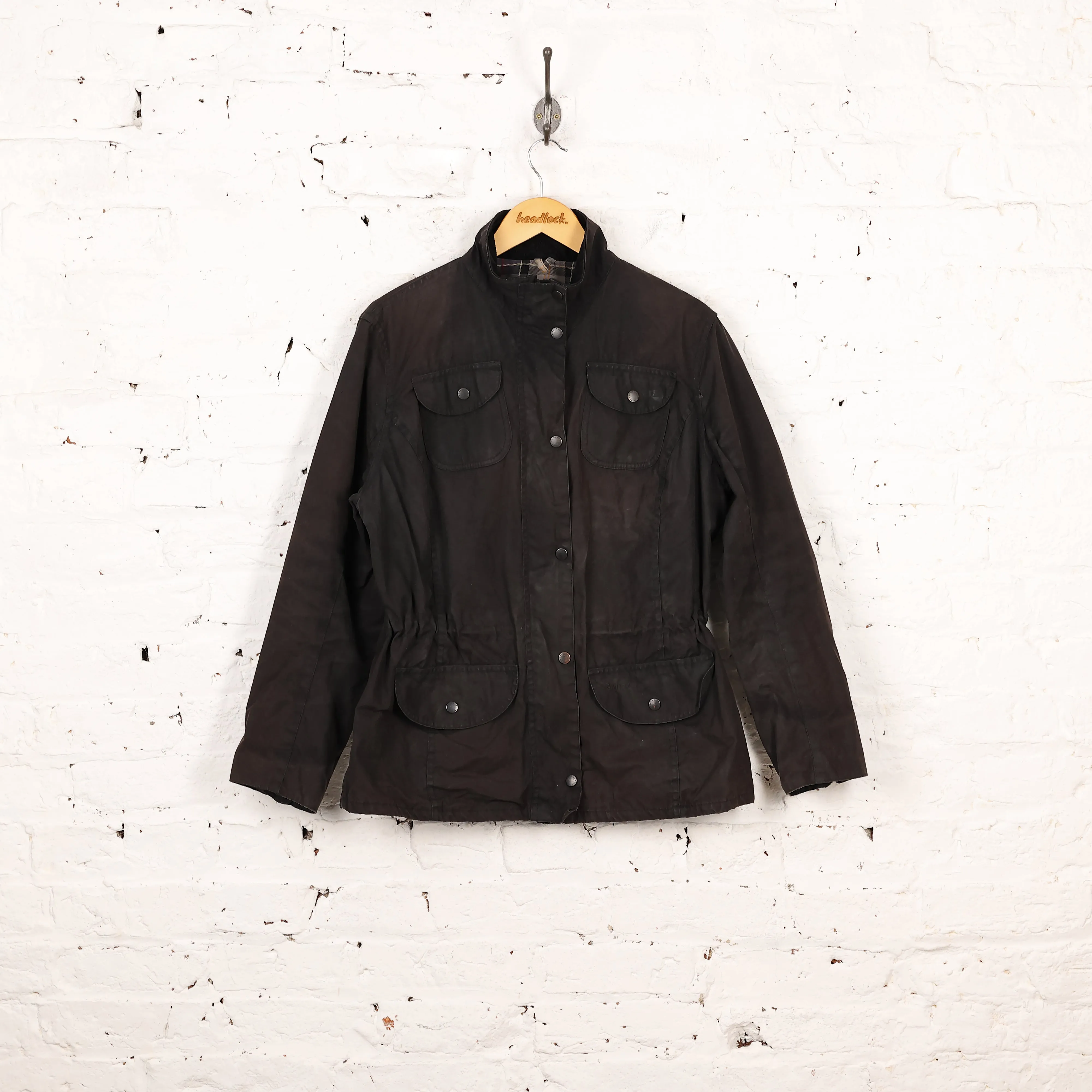 Women's Barbour Sapper Wax Jacket Coat - Black - Women's L