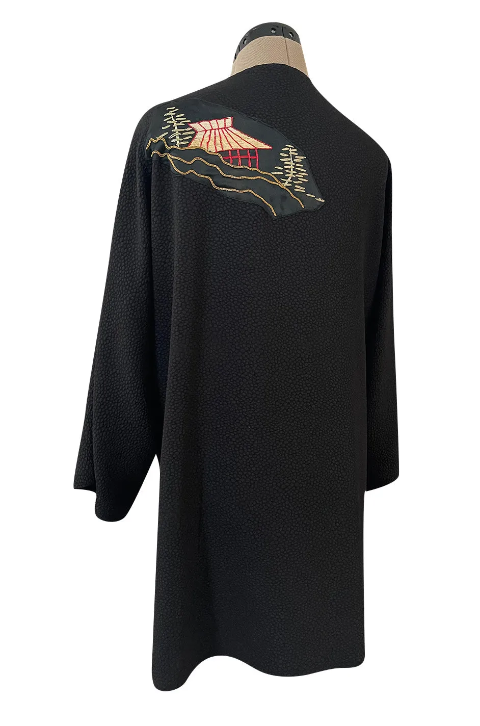 Wonderful Upcycled Vintage Kimono Fabric Top w Hand Applied Gold Metal Thread Dragons