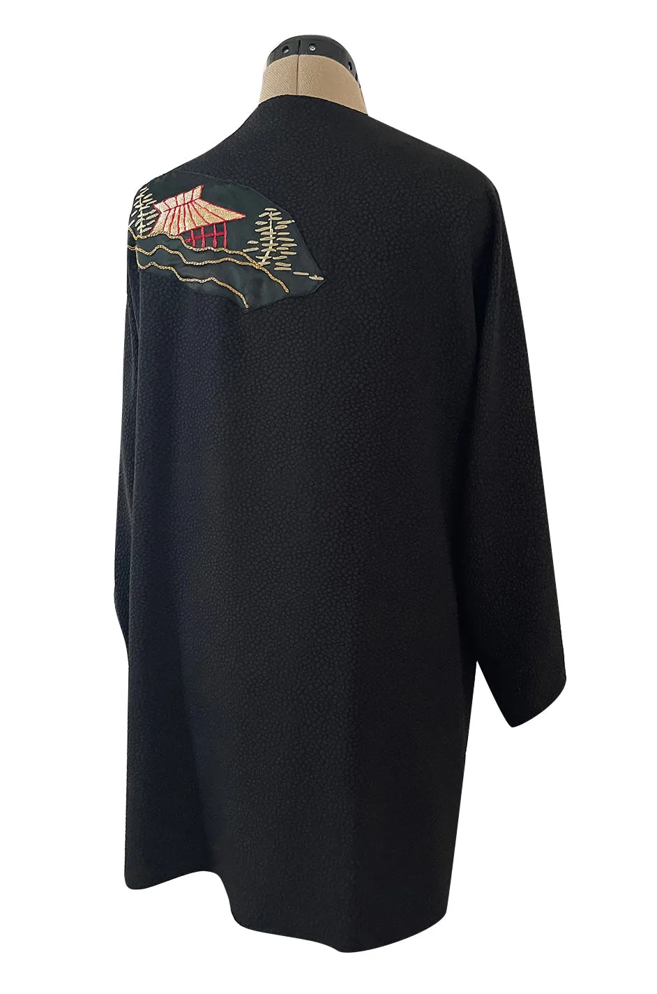 Wonderful Upcycled Vintage Kimono Fabric Top w Hand Applied Gold Metal Thread Dragons