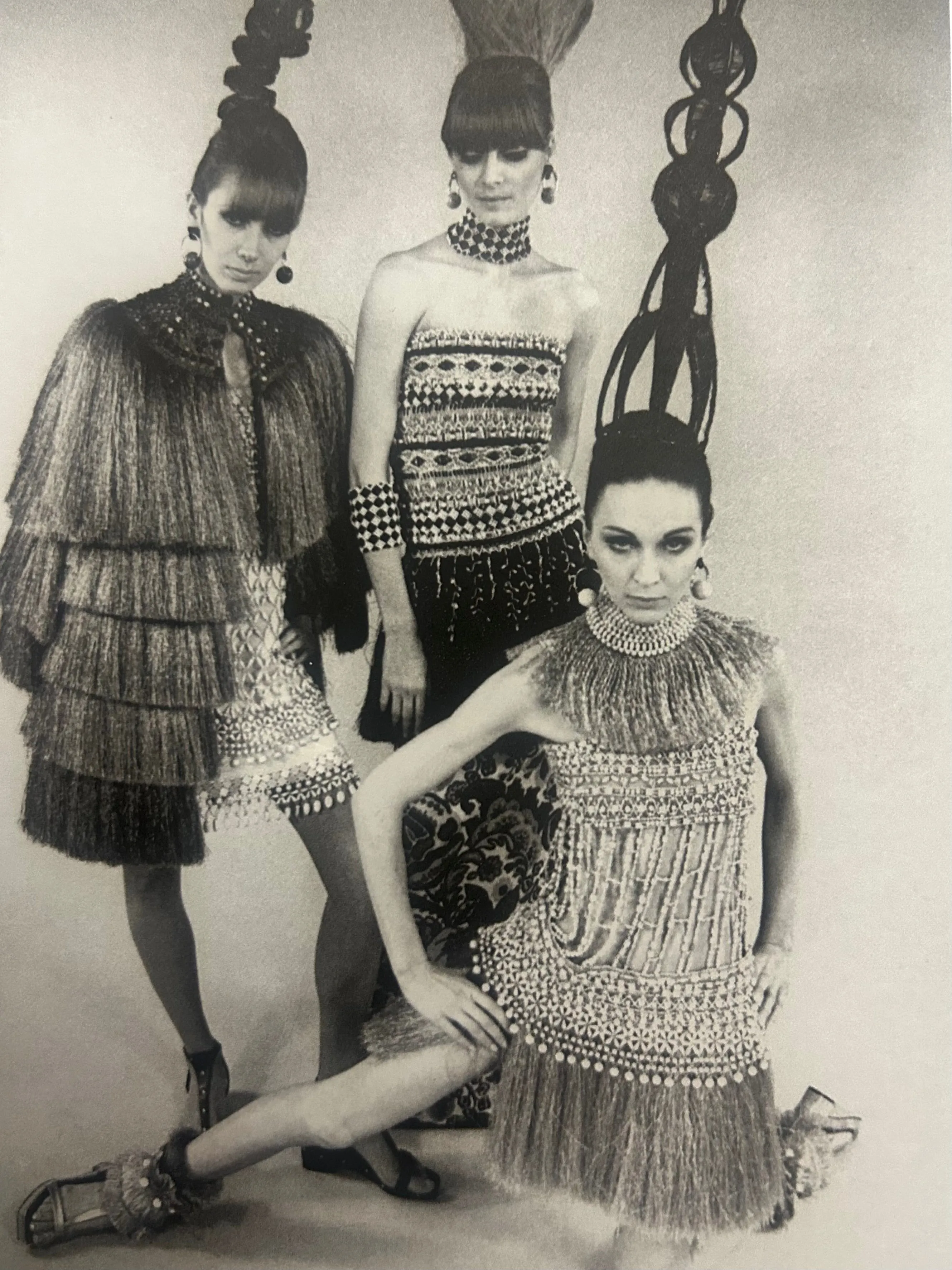 YVES SAINT LAURENT- c.1970 Hoop & Wood Bead Earrings